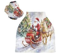 Sevdomey Coprisedile per auto con Babbo Natale ad acquerello, per neonati, multiuso, morbido e traspirante, per allattamento, coprisedia per auto, sciarpa per allattamento