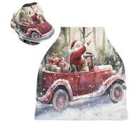 Sevdomey Coprisedile per auto con Babbo Natale che guida un'auto, per neonati, multiuso, morbido, traspirante, per allattamento, coprisedia per auto, sciarpa per allattamento