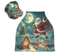 Sevdomey Coprisedile per auto con Babbo Natale, per neonati, multiuso, morbido, traspirante, per allattamento, coprisedia per auto, sciarpa per allattamento