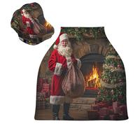 Sevdomey Coprisedile per auto con Babbo Natale, per neonati, multiuso, morbido, traspirante, per allattamento, coprisedia per auto, sciarpa per allattamento