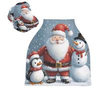 Sevdomey Coprisedile per auto con Babbo Natale, pupazzo di neve, per neonati, multiuso, morbido, traspirante, per allattamento, coprisedia per auto, sciarpa per allattamento