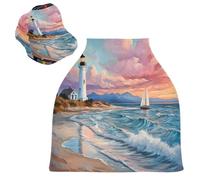 Sevdomey Coprisedile per auto con faro dipinto ad olio per neonati, multiuso, morbido e traspirante, coprisedili per auto, sciarpa per allattamento