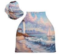 Sevdomey Coprisedile per auto con faro dipinto ad olio per neonati, multiuso, morbido e traspirante, coprisedili per auto, sciarpa per allattamento