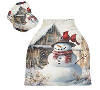 Sevdomey Coprisedile per auto con pupazzo di neve ad acquerello, per neonati, multiuso, morbido e traspirante, per allattamento, coprisedia per auto, sciarpa per allattamento