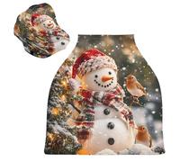 Sevdomey Coprisedile per auto con pupazzo di neve con uccellini, per neonati, multiuso, morbido e traspirante, per allattamento, coprisedia per auto, sciarpa per allattamento