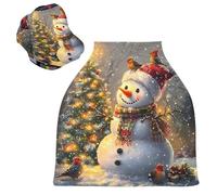 Sevdomey Coprisedile per auto con pupazzo di neve con uccellini, per neonati, multiuso, morbido e traspirante, per allattamento, coprisedia per auto, sciarpa per allattamento