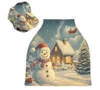 Sevdomey Coprisedile per auto con pupazzo di neve, per neonati, multiuso, morbido, traspirante, per allattamento, coprisedia per auto, sciarpa per allattamento