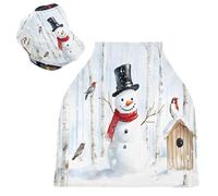 Sevdomey Coprisedile per auto con pupazzo di neve, per neonati, multiuso, morbido, traspirante, per allattamento, coprisedia per auto, sciarpa per allattamento