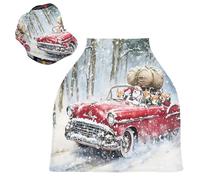 Sevdomey Coprisedile per auto per allattamento, stile vintage, rosso, per neonati, multiuso, morbido e traspirante, coprisedili per auto, sciarpa per allattamento