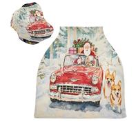 Sevdomey Coprisedile per auto per allattamento, stile vintage, rosso, per neonati, multiuso, morbido e traspirante, coprisedili per auto, sciarpa per allattamento
