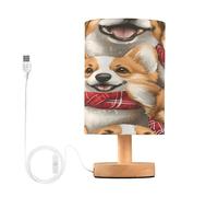 Sevdomey Corgi, lampada da comodino con porta USB, non necessita di lampadina, luce LED calda per camera da letto, soggiorno, ufficio, lampada da comodino per lettura, studio, decorazione