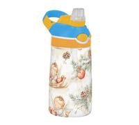 Sevdomey Cute Little Angels - Borraccia per bambini con cannuccia, isolata in acciaio inox, a tenuta stagna, 480 ml, per scuola, asilo, viaggi, sport