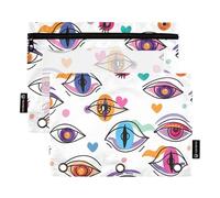 Sevdomey Esoteric Eye Magic Pencil Pouch 3 anelli con finestra trasparente, confezione da 2 borse con cerniera per ufficio, Magia dell'occhio esoterico, 7.08 * 9.84 inch, PORTA MATITE