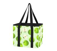 Sevdomey Green Apple - Borsa per la spesa riutilizzabile, grande, resistente, impermeabile, pieghevole, con fondo rimovibile, per bagagliaio auto, picnic, campeggio
