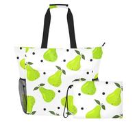 Sevdomey Green Pears - Borsa larga da spiaggia, 36 l, con scomparto per asciutto e bagnato, impermeabile, da viaggio, palestra, piscina, nuoto, a prova di sabbia