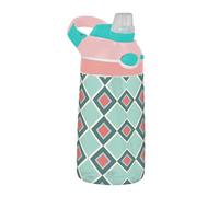 Sevdomey Grid of Diamonds - Borraccia per bambini con cannuccia, isolata in acciaio inox, a tenuta stagna, 480 ml, per scuola, asilo, viaggi, sport
