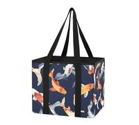 Sevdomey Koi Fish - Borsa per la spesa riutilizzabile, grande, resistente, impermeabile, pieghevole, con fondo rimovibile, per bagagliaio auto, picnic, campeggio