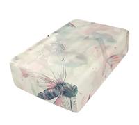 Sevdomey Lenzuolo con angoli per letto matrimoniale con libellule acquerellate, tasca extra profonda da 61 cm, morbida copertura traspirante con apertura a cerniera per materasso gonfiabile