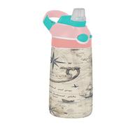 Sevdomey Old Fashioned Globe - Borraccia per bambini con cannuccia, in acciaio inox, isolata, a tenuta stagna, 480 ml, per scuola, asilo, viaggi, sport