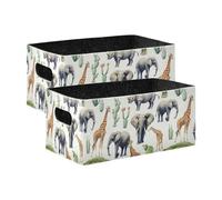 Sevdomey Set di 2 cestini portaoggetti pieghevoli a forma di elefante, cubi portaoggetti per la casa, per giocattoli, libri, scaffali, armadi, lavanderia, asilo nido