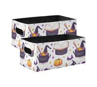 Sevdomey Set di 2 contenitori magici a forma di cartone animato di Halloween, pieghevoli, cubi portaoggetti, decorazione per la casa, per giocattoli, libri, scaffali, armadi, lavanderia, asilo nido