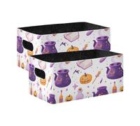 Sevdomey Set di 2 contenitori magici a forma di cartone animato di Halloween, pieghevoli, cubi portaoggetti, decorazione per la casa, per giocattoli, libri, scaffali, armadi, lavanderia, asilo nido