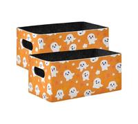 Sevdomey Set di 2 contenitori portaoggetti pieghevoli con motivo fantasma in stile cartone animato, cubi portaoggetti per la casa, cestini portaoggetti per giocattoli, libri, scaffali, armadi