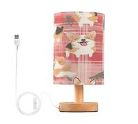 Sevdomey Simpatica lampada da comodino a forma di cane Corgi con porta USB, nessuna lampadina necessaria, luce LED calda per camera da letto, soggiorno, ufficio, lampada da comodino per lettura