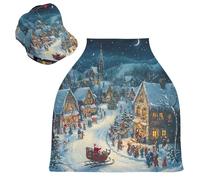 Sevdomey Snowy Christmas Village - Coprisedile per auto per neonati, multiuso, morbido e traspirante, coprisedili per auto, sciarpa per allattamento