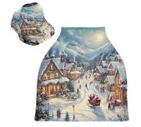 Sevdomey Snowy Christmas Village - Coprisedile per auto per neonati, multiuso, morbido e traspirante, coprisedili per auto, sciarpa per allattamento