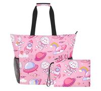 Sevdomey Space Cats Beach Tote Bag Large 36L con scomparto bagnato asciutto, impermeabile, da viaggio, palestra, piscina, nuoto a prova di sabbia