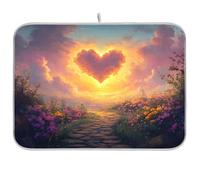 Sevdomey Tappetino scolapiatti a forma di nuvola a forma di cuore per bancone della cucina, ad asciugatura rapida, altamente assorbente, con retro in gomma antiscivolo, 45,7 x 61 cm