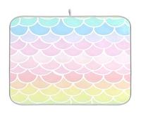 Sevdomey Tappetino scolapiatti a forma di sirena per bancone della cucina, ad asciugatura rapida, altamente assorbente, con retro in gomma antiscivolo, 45,7 x 61 cm