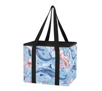 Sevdomey Whales - Borsa per la spesa riutilizzabile, grande, resistente, impermeabile, pieghevole, con fondo rimovibile, per bagagliaio auto, picnic, campeggio