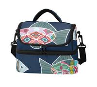 Sevdomey Whimsical Fish - Borsa per il pranzo per donne e uomini, isolata a doppio strato, 8 l, portatile, per lavoro, picnic, spiaggia, con tracolla imbottita
