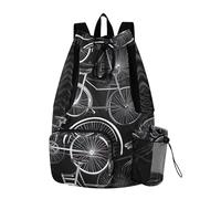 Sevdomey Zaino da palestra con coulisse per biciclette, stile vintage, leggero, con sacca per bagnare e asciugare gli sport, per nuotare, spiaggia, viaggi