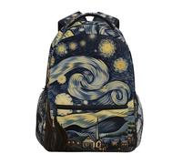 Sevdomey Zaino per computer portatile con cielo stellato di Van Gogh, impermeabile, 15 l, elegante, leggero, con tasche multiple per lavoro, scuola e viaggi
