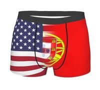 SEVEBJ Bandiera americana e bandiera portoghese Boxer da uomo Slip elastico in vita Slip Boxer da uomo, Come nella foto, M