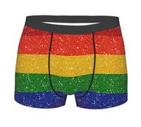 SEVEBJ Boxer da uomo con bandiera del Gay Pride con glitter arcobaleno traspirante elasticizzato biancheria intima novità tronco biancheria intima, Stile 1, M