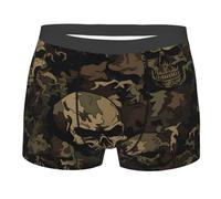 SEVEBJ Boxer da uomo con motivo mimetico verde e scheletro, traspirante, elasticizzato, biancheria intima, Stile 1, M
