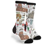 SEVEBJ Calzini da donna e da uomo, divertenti e innovativi, calzini italiani Roma, colore nero e bianco, taglia unica come da foto