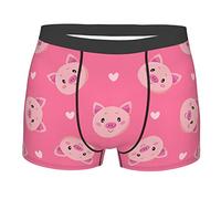 SEVEBJ Divertente Babbo Natale Uomo Boxer Slip Mutande Pantaloncini Biancheria Intima Per Uomo Fidanzato, Carino cartone animato maiali e cuori, L