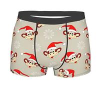 SEVEBJ Divertente Babbo Natale Uomo Boxer Slip Mutande Pantaloncini Biancheria Intima Per Uomo Fidanzato, Natale con fiocchi di neve e scimmia, XL