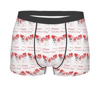 SEVEBJ Happy Valentine's Day Hearts Boxer da uomo traspirante elasticizzato biancheria intima novità tronco biancheria intima, Stile 1, M
