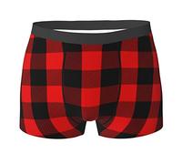 SEVEBJ La linea sottile blu del pugile respirabile degli uomini della griglia riassunta la biancheria intima comoda dei, Buffalo_rosso_plaid_grande 11, M