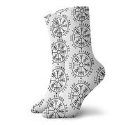 SEVEBJ My Uncle Is Single Performance Calzini da corsa Comfort Sox Light Bobbysocks Sox Basset Hound Dog, Viking Compass, Taglia unica