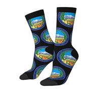 SEVEBJ Seal Of, California Calzini per donna uomo cuscino Athletic Crew Socks Casual Wicking calzini bianchi, 3 nero, Taglia unica