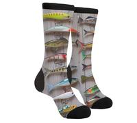 SEVEBJ The Best Bait For Fishing Casual Cool 3D Stampato Crazy Funny Colorful Fancy Novità Graphic Crew Tube Socks AS PIC