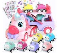 seveclotree Camion Macchinine per Bambini 2 anni,7 in 1 Camion Giocattolo con Suoni e Luci,Giocattolo Bambino 3 Anni Ragazzi Ragazze,6 Mini Auto Giocattolo, Regalo per Bambino 2 3 4 5 6 Anni