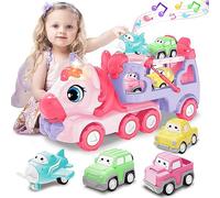 seveclotree Camion Macchinine per Bambini, Giocattoli 5 in 1 pezzi Cars con Suoni e Luci, Regalo per Ragazzi 1 2 3 Anni